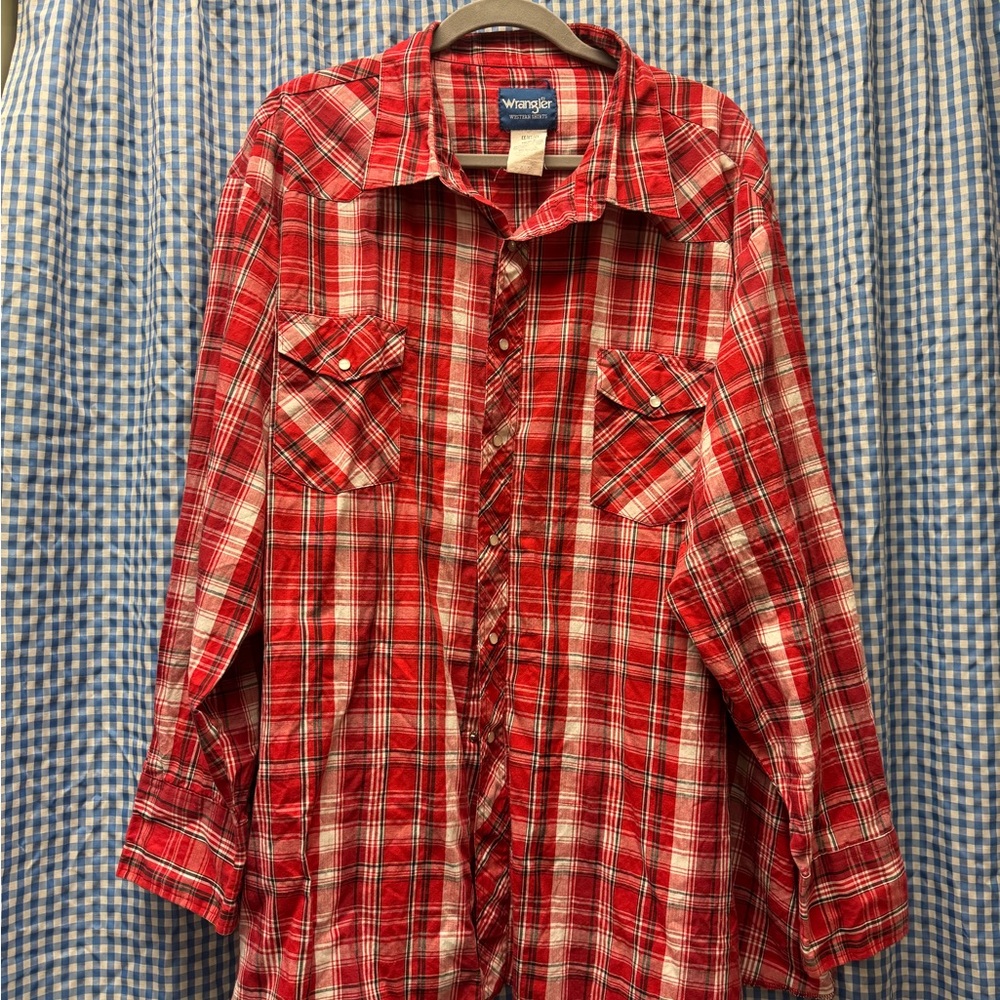 Wrangler Red and White Plaid Shirt